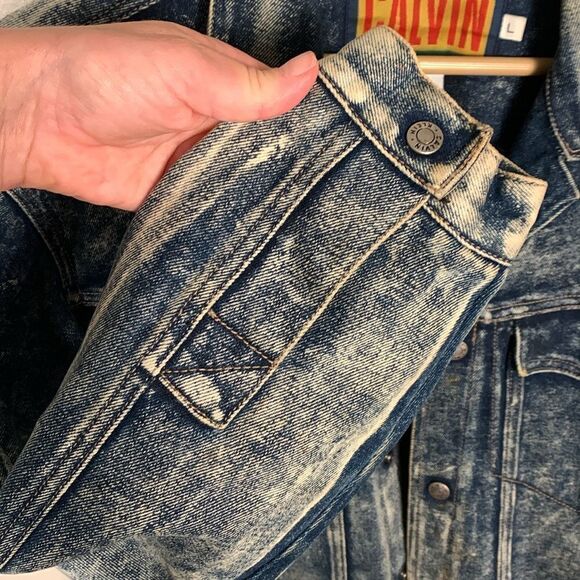 Vintages Calvin Klein denim acid washed trucker jacket mens size large - Picture 8 of 15